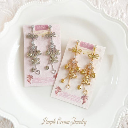 Purple Cream ベアシャンデリアピアス・イヤリング P1767