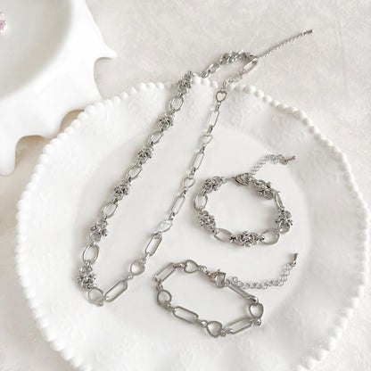 Purple Cream Asymmetrical Chain Necklace P1688
