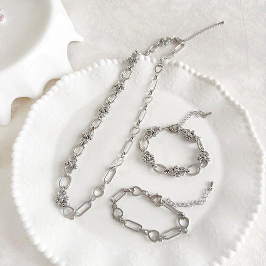 Purple Cream アシンメトリーチェーンネックレス P1688