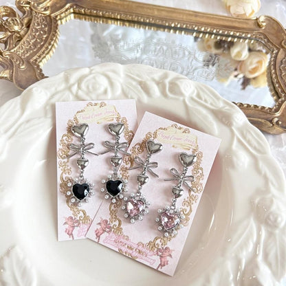 Purple Cream ガーリーハートパールピアス P1493