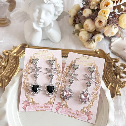 Purple Cream ガーリーハートパールピアス P1493