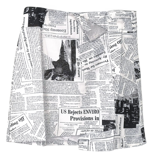 ニュースペーパー アシンメトリー ミニスカート WHITE