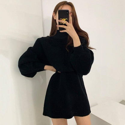 Knit Set-Up Mini Dress BLACK