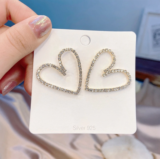 Rhinestone Heart Frame Earrings