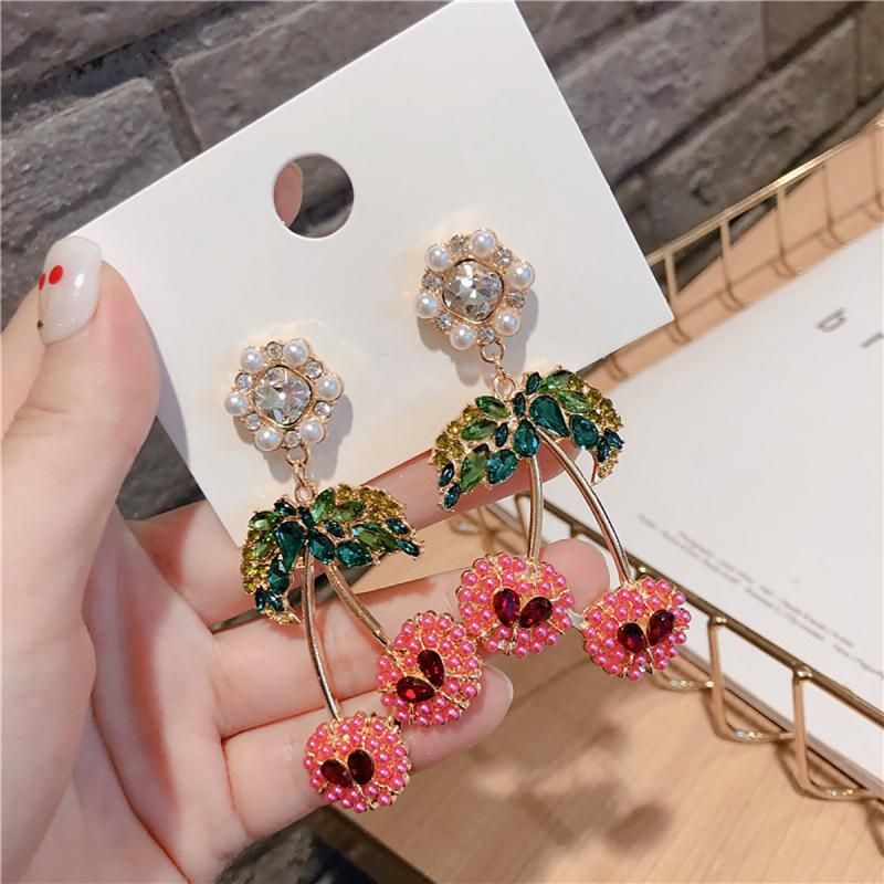 Rhinestone Cherry Earrings