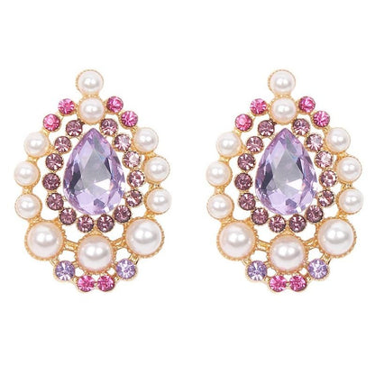 Pearl and Rhinestone Stud Earrings