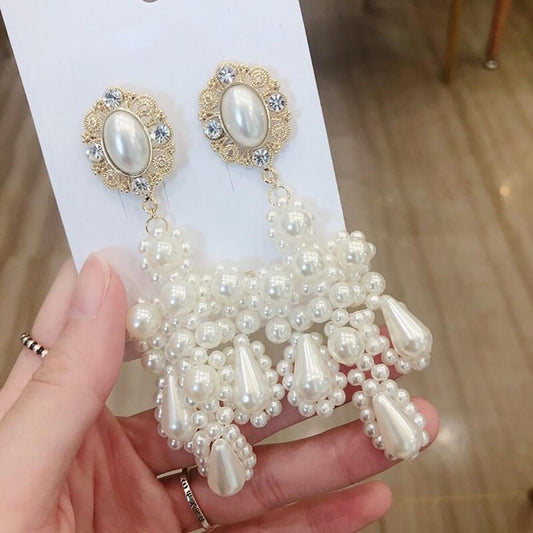 パールモチーフ クロス ピアス