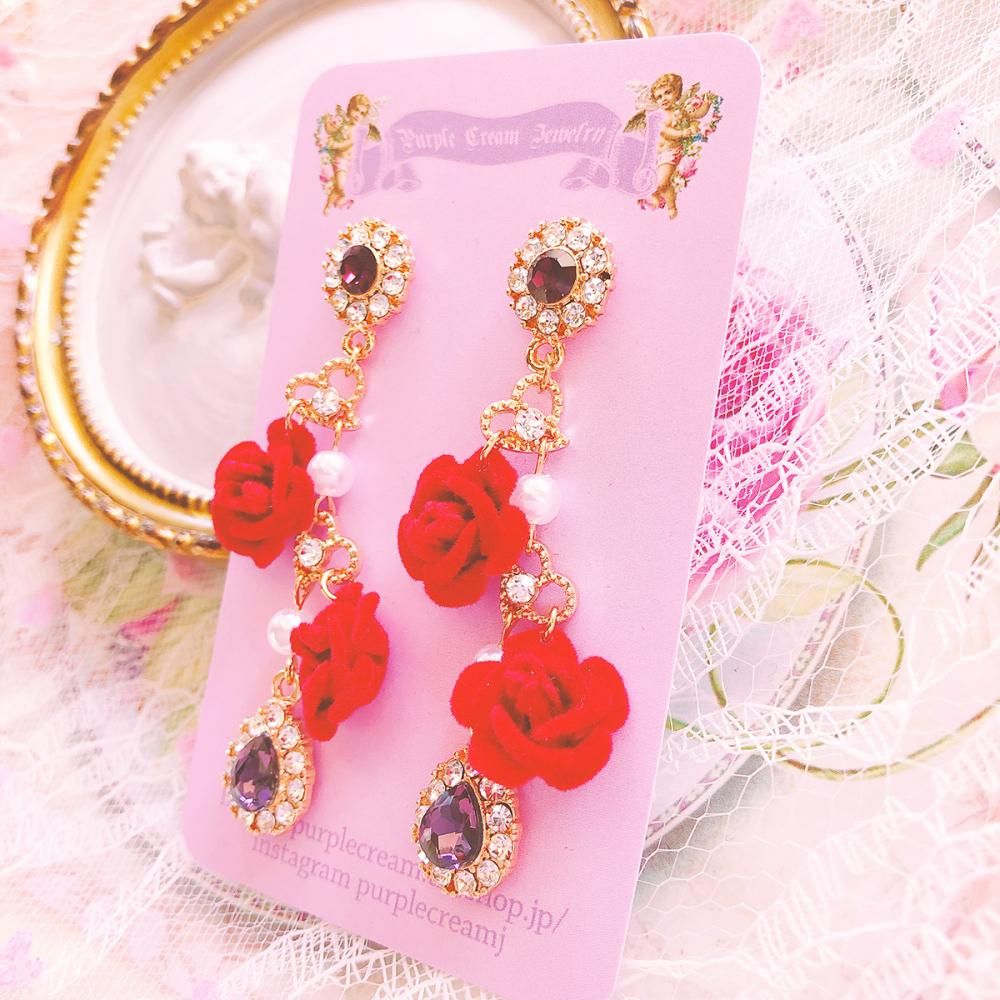 ローズ ロング ピアス
