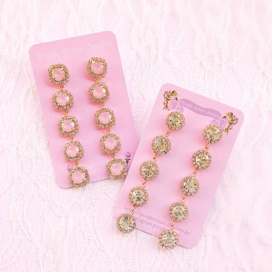 ビジュー ダングル 5連 ピアス