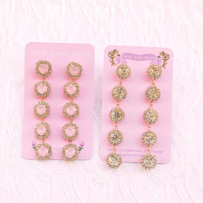 ビジュー ダングル 5連 ピアス