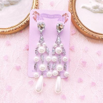ビジュー パール ダングル ピアス
