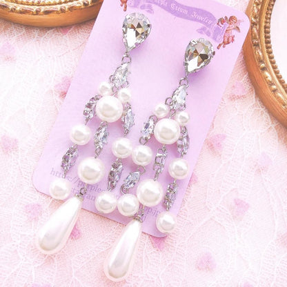 ビジュー パール ダングル ピアス