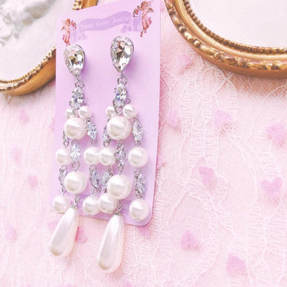 ビジュー パール ダングル ピアス