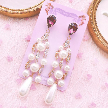 ビジュー パール ダングル ピアス
