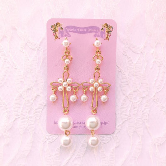 パール クロス ピアス