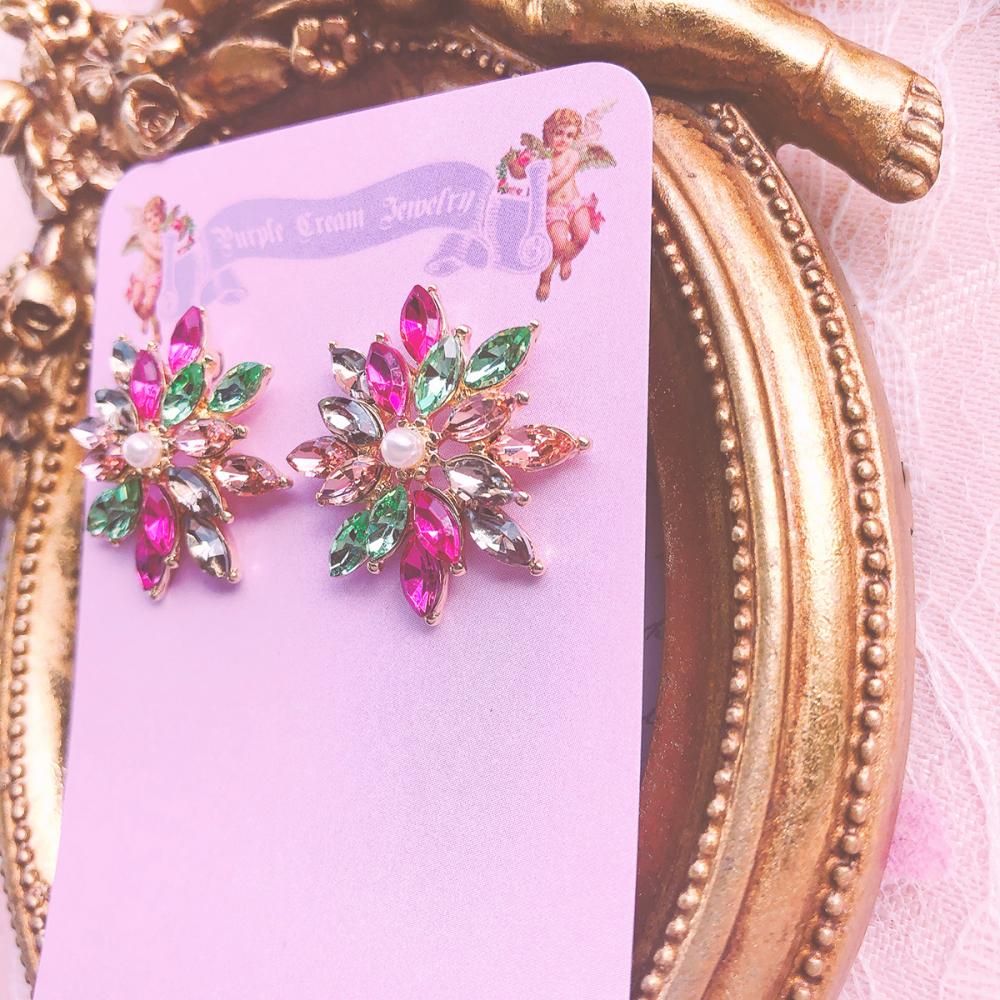 ビジュー フラワー スタッド ピアス