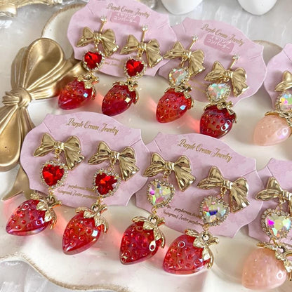 Purple Cream Princess Strawberry Earrings P1526