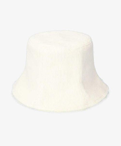 milsa Corduroy Boa Reversible Bell Hat in White