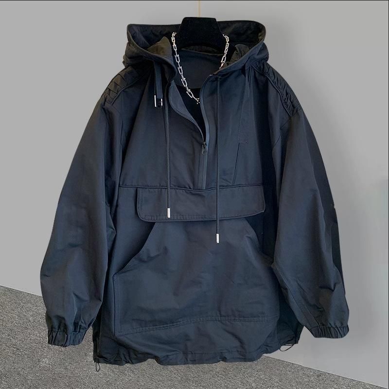 TRUCK 無地 テック ユニセックス プルオーバー ジャケット BLACK