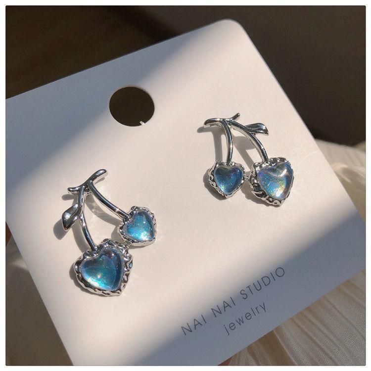 ブルー チェリー さくらんぼ ピアス BLUE SILVER