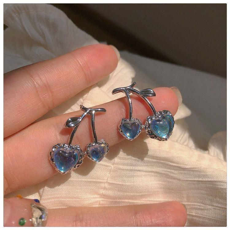 ブルー チェリー さくらんぼ ピアス BLUE SILVER