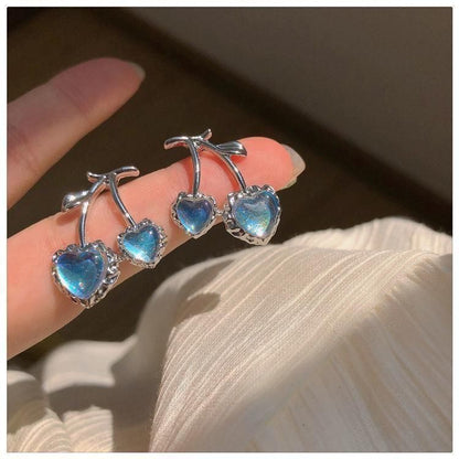 ブルー チェリー さくらんぼ ピアス BLUE SILVER