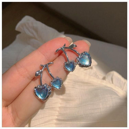 ブルー チェリー さくらんぼ ピアス BLUE SILVER