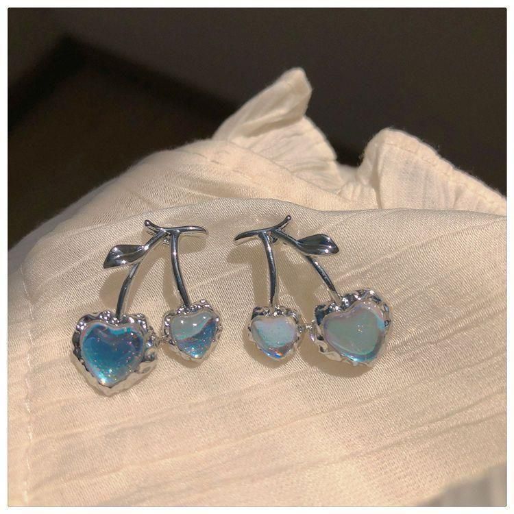 ブルー チェリー さくらんぼ ピアス BLUE SILVER