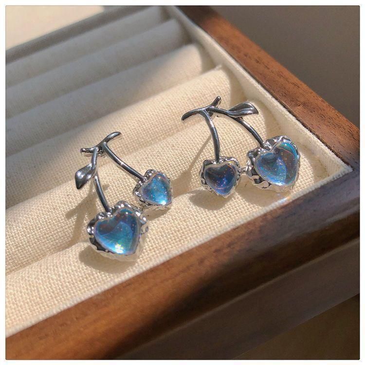ブルー チェリー さくらんぼ ピアス BLUE SILVER