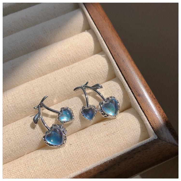 ブルー チェリー さくらんぼ ピアス BLUE SILVER