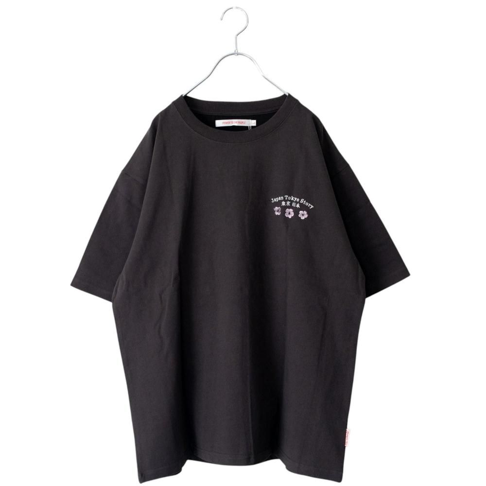 POWER TO THE PEOPLE JAPAN Series DARUMA 刺繍 半袖 Tシャツ CHARCOAL