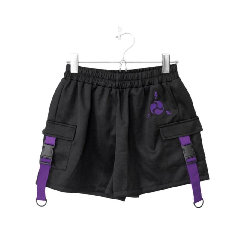 ACDC RAG CYBER PUNK 渦雷 ショートパンツ PURPLE BLACK