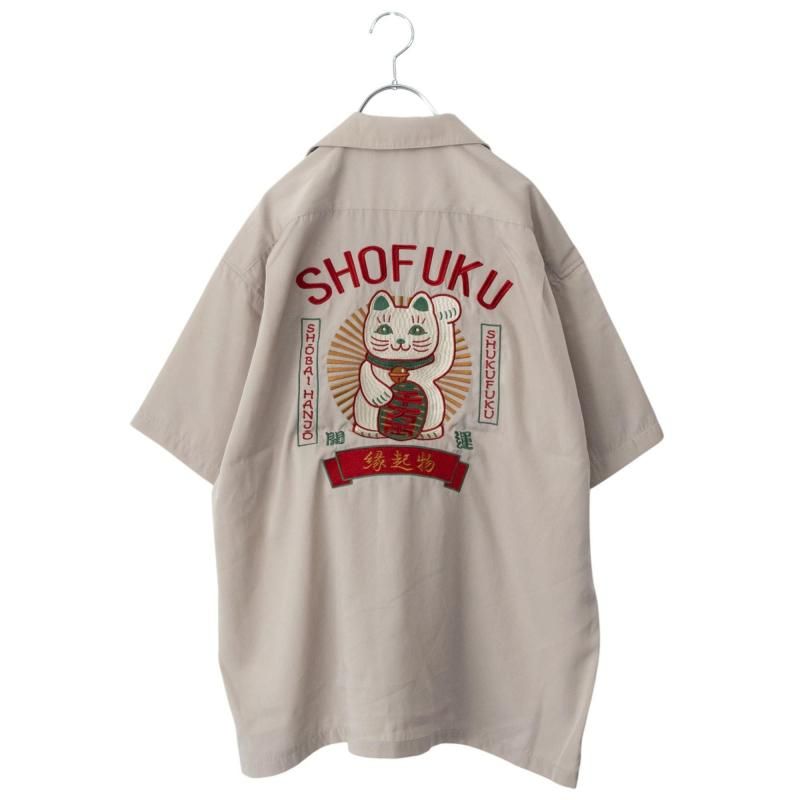 POWER TO THE PEOPLE JAPAN Series MANEKINEKO 開襟 半袖シャツ IVORY