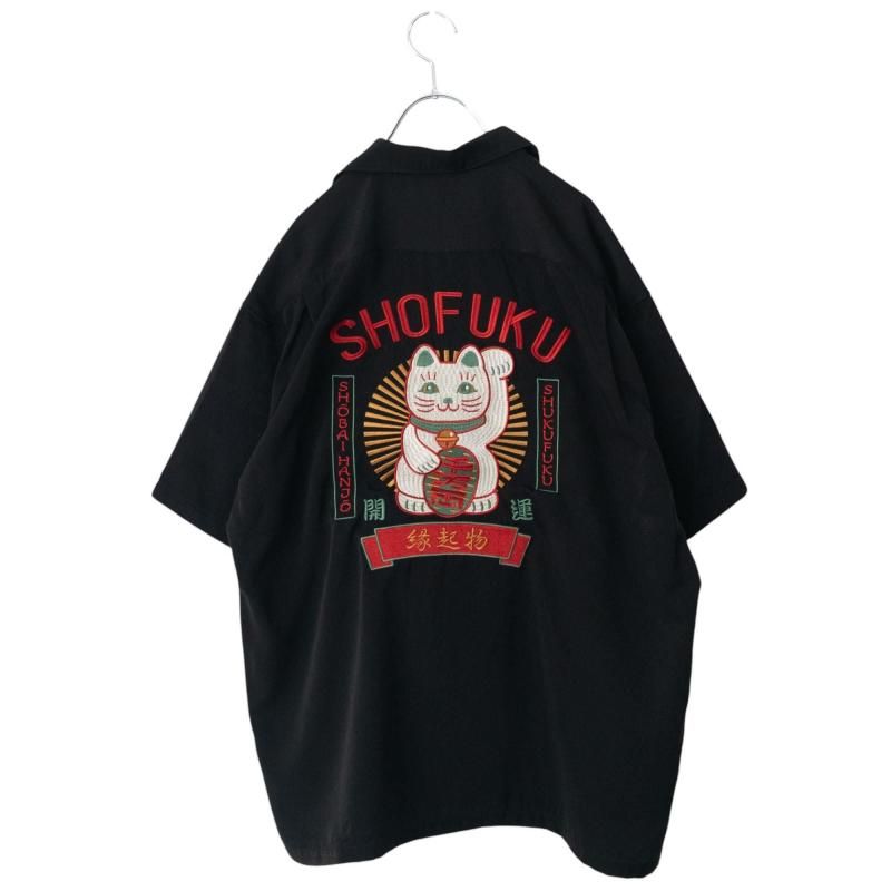POWER TO THE PEOPLE JAPAN Series MANEKINEKO 開襟 半袖シャツ BLACK