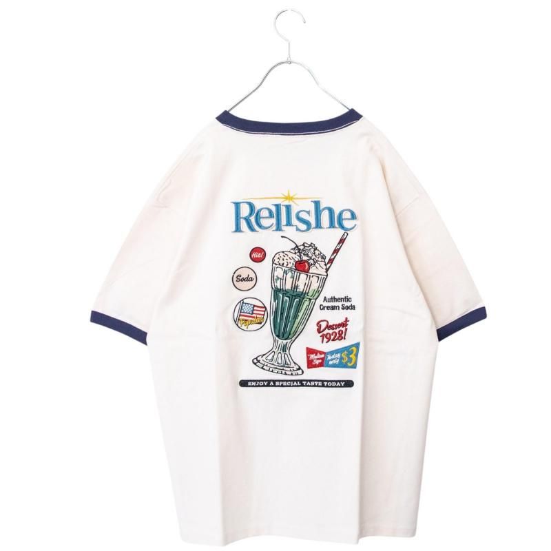 POWER TO THE PEOPLE Cream Soda Embroidered T-Shirt in White/Blue