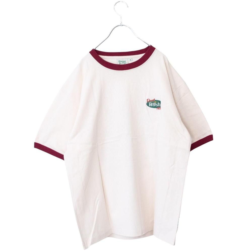 POWER TO THE PEOPLE クリームソーダ 刺繍 Tシャツ WHITE/RED