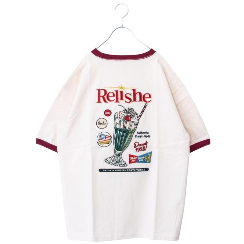 POWER TO THE PEOPLE クリームソーダ 刺繍 Tシャツ WHITE/RED