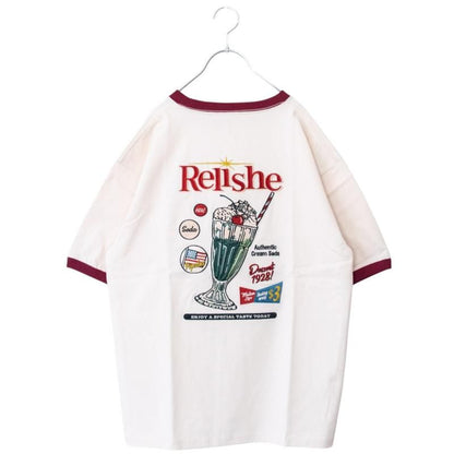 POWER TO THE PEOPLE クリームソーダ 刺繍 Tシャツ WHITE/RED