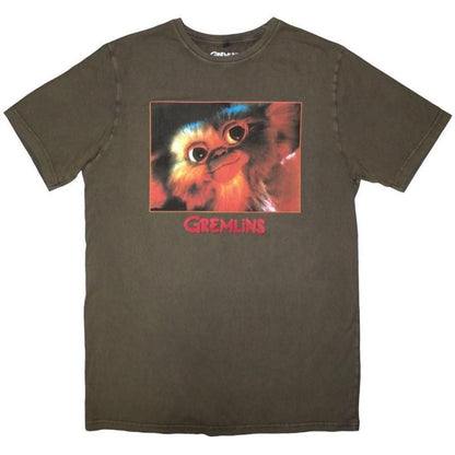 Gremlins Stone Wash T-Shirt Gizmo Photo Green