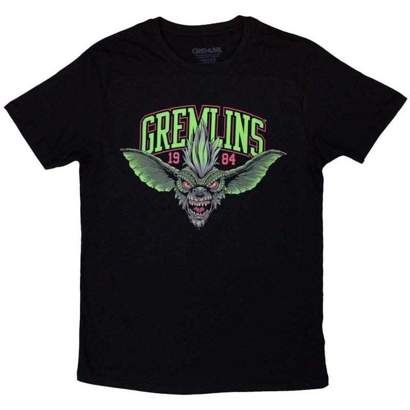 Gremlins 1984 Green Logo Stripe Short Sleeve T-Shirt (Black)