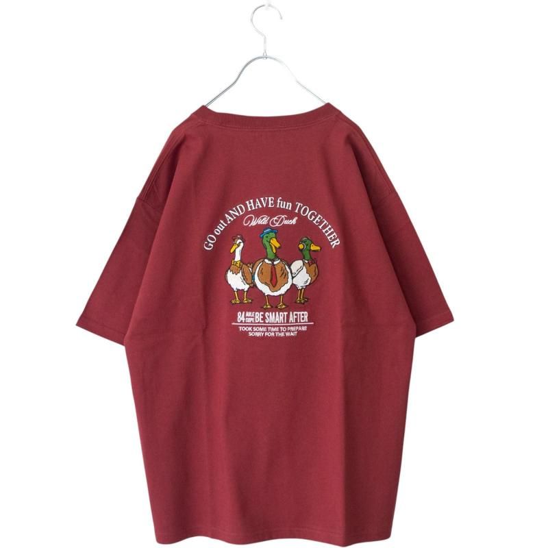 DUCK 刺繍 Tシャツ WINE