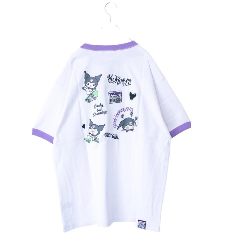 VISION STREET WEAR サンリオ Kuromi クロミ Tシャツ RINGER WHITE