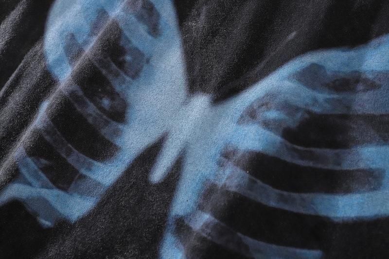 X-RAY 蝶々 ウォッシュ加工 ユニセックス Tシャツ BLACK CT6951