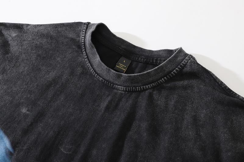 X-RAY 蝶々 ウォッシュ加工 ユニセックス Tシャツ BLACK CT6951