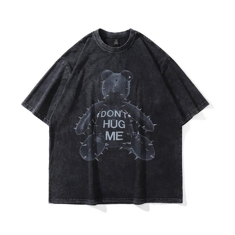 Spike Teddy ウォッシュ加工 ユニセックス Tシャツ BLACK