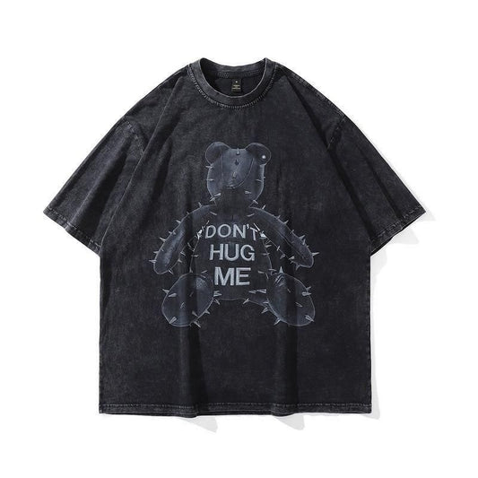 Spike Teddy ウォッシュ加工 ユニセックス Tシャツ BLACK