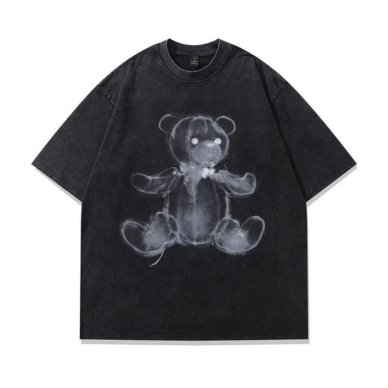 X-Ray Teddy ウォッシュ加工 ユニセックス Tシャツ BLACK