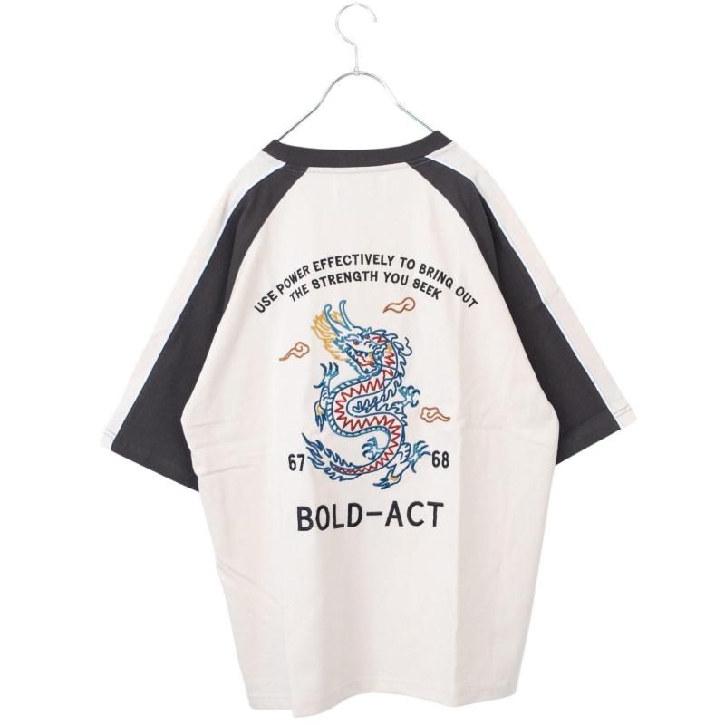 POWER TO THE PEOPLE 虎＆龍刺繍 スカジャンTシャツ IVORY