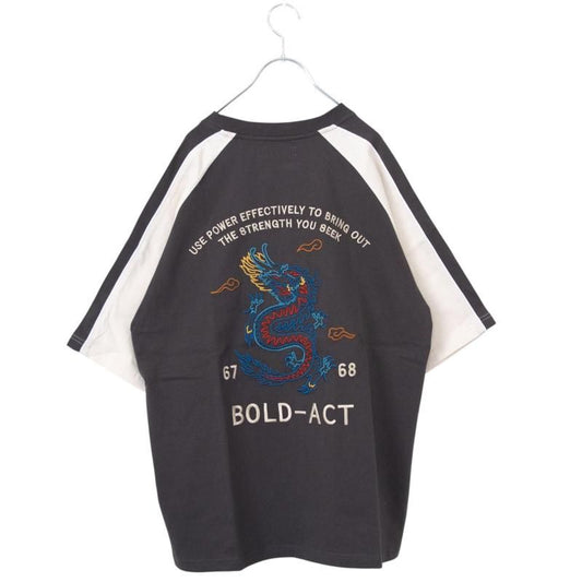 POWER TO THE PEOPLE 虎＆龍刺繍 スカジャンTシャツ CHARCOAL