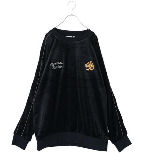 POWER TO THE PEOPLE Velour Raglan Sweatshirt BLACK